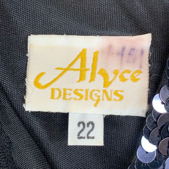 Womens Vintage Alyce Designs Sequined V-neck Top Midnight Black Size 22 - Picture 5 of 9